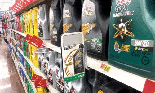 Castrol High Mileage rafında animasyonlu POP ekranı